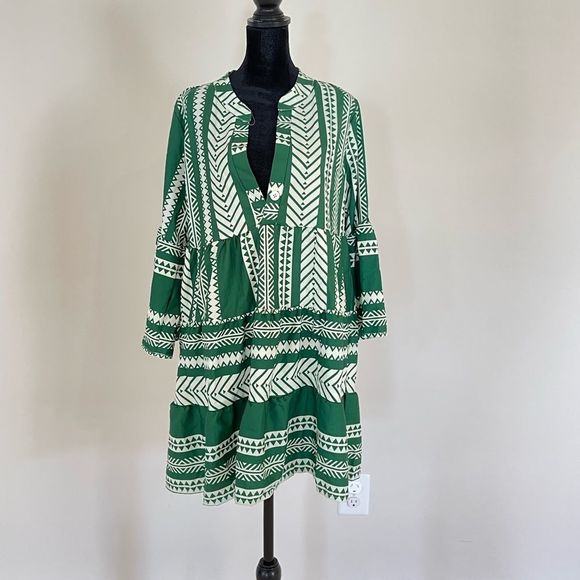 Zara Dresses & Skirts - Hippie summer spring green tunic dress size medium
